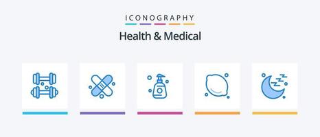 Gezondheid en medisch blauw 5 icoon pak inclusief teken. medisch. douche fles. medisch. gezondheidszorg. creatief pictogrammen ontwerp vector