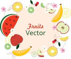 tekening vruchten. natuurlijk tropisch fruit, doodles citrus oranje en vitamine citroen vector