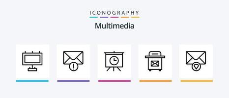 multimedia lijn 5 icoon pak inclusief . video. voorkeuren. mail. creatief pictogrammen ontwerp vector