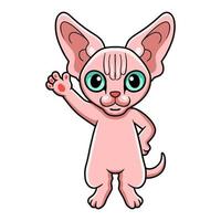 schattig sphynx kat tekenfilm golvend hand- vector