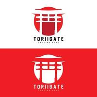 torii poort logo, Japans geschiedenis poort icoon vector, Chinese illustratie, houten ontwerp bedrijf merk sjabloon vector