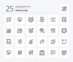 web veiligheid 25 lijn icoon pak inclusief fout. verlies. controleren. lek. mobiel gegevens vector