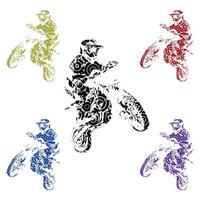 motorcross reeks kleurrijk silhouet logo vector