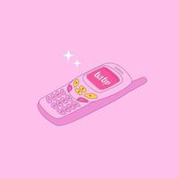 wijnoogst smartphone. jaren 2000 y2k stijlvol. roze mobiel telefoon. vector