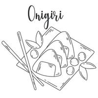 onigiri in vorm van driehoeken klem kunst schetsen vector