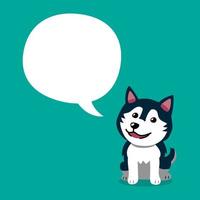 cartoon karakter siberische husky hond met tekstballon vector
