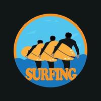 surfing vector illustratie t-shirt ontwerp, affiche, afdrukken, ansichtkaart, koffie mok andere toepassingen