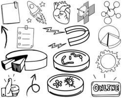 set item en symbool hand getrokken doodle vector