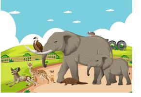 groep wilde Afrikaanse dieren in de dierentuinscène vector