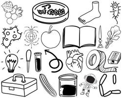 set item en symbool hand getrokken doodle vector