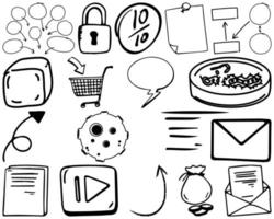 set item en symbool hand getrokken doodle vector