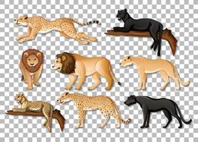 set van geïsoleerde wilde Afrikaanse dieren op transparante achtergrond vector