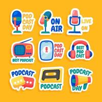 streaming podcast stickers reeks vector