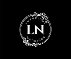 ln brief bruiloft monogram logos sjabloon, hand- getrokken modern minimalistisch en bloemen Sjablonen voor uitnodiging kaarten, opslaan de datum, elegant identiteit. vector