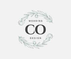 co initialen brief bruiloft monogram logos verzameling, hand- getrokken modern minimalistisch en bloemen Sjablonen voor uitnodiging kaarten, opslaan de datum, elegant identiteit voor restaurant, boetiek, cafe in vector