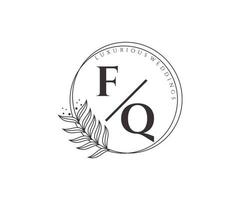 fq initialen brief bruiloft monogram logos sjabloon, hand- getrokken modern minimalistisch en bloemen Sjablonen voor uitnodiging kaarten, opslaan de datum, elegant identiteit. vector