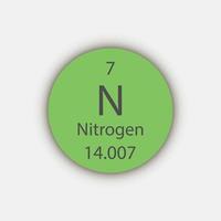 stikstof symbool. scheikundig element van het periodiek systeem. vectorillustratie. vector