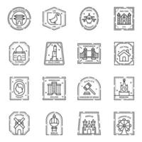 pak van port postzegels pictogrammen vector