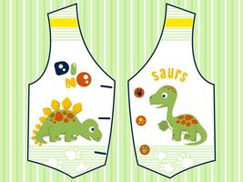 grappig brontosaurus met stegosaurus in kinderen kleding patroon. vector tekenfilm illustratie