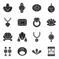 pak van sieraden en accessoires glyph pictogrammen vector