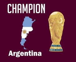 Argentinië kaart vlag kampioen met namen en wereld kop trofee laatste Amerikaans voetbal symbool ontwerp Latijns Amerika vector Latijns Amerikaans landen Amerikaans voetbal teams illustratie