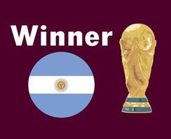 Argentinië vlag winnaar met wereld kop trofee laatste Amerikaans voetbal symbool ontwerp Latijns Amerika vector Latijns Amerikaans landen Amerikaans voetbal teams illustratie