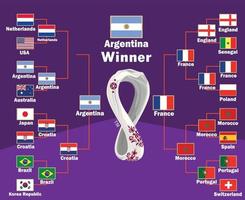 Argentinië vlaggen emblemen winnaar met namen en wereld kop logo laatste Amerikaans voetbal symbool ontwerp Latijns Amerika vector Latijns Amerikaans landen Amerikaans voetbal teams illustratie