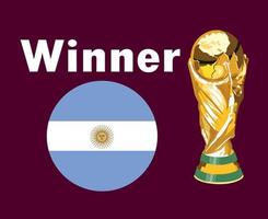 Argentinië vlag winnaar met trofee wereld kop laatste Amerikaans voetbal symbool ontwerp Latijns Amerika vector Latijns Amerikaans landen Amerikaans voetbal teams illustratie