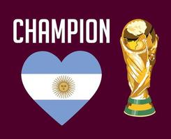 Argentinië vlag hart kampioen met trofee wereld kop laatste Amerikaans voetbal symbool ontwerp Latijns Amerika vector Latijns Amerikaans landen Amerikaans voetbal teams illustratie