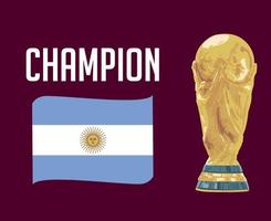 Argentinië vlag lint kampioen met wereld kop trofee symbool laatste Amerikaans voetbal ontwerp Latijns Amerika vector Latijns Amerikaans landen Amerikaans voetbal teams illustratie