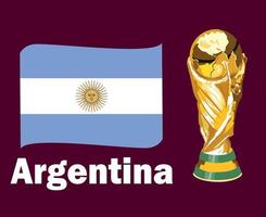 Argentinië vlag lint met trofee wereld kop symbool laatste Amerikaans voetbal ontwerp Latijns Amerika en Europa vector Latijns Amerikaans en Europese landen Amerikaans voetbal teams illustratie
