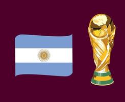 Argentinië vlag lint met trofee wereld kop symbool laatste Amerikaans voetbal ontwerp Latijns Amerika vector Latijns Amerikaans landen Amerikaans voetbal teams illustratie