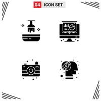 modern reeks van 4 solide glyphs pictogram van schoonheid camping salon taart valuta bewerkbare vector ontwerp elementen