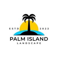 palm boom eiland wijnoogst logo vector icoon illustratie