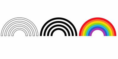 schets silhouet regenboog icoon reeks geïsoleerd Aan wit achtergrond vector