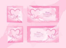 reeks van pastel roze en rood zacht 3d hart vorm kader ontwerp. verzameling van meetkundig vormen. sjabloon voor Valentijn dag festival ontwerp. top visie. vector