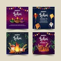 gelukkig lohri sociaal media sjabloon verzameling vector