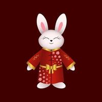 Chinese konijnen, konijntjes, haas in rood kimono. vector illustratie. Chinese nieuw jaar ontwerp element.