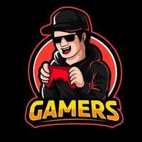 pro gamer. mascotte gamer logo vector illustratie