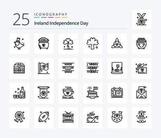 Ierland onafhankelijkheid dag 25 lijn icoon pak inclusief fortuin. Ierland. st. keltisch. Iers vector