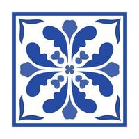 vector Portugees pottenbakkerij tegel met keramisch bloemen ornament. wijnoogst blauw Portugal azulejo, Mexicaans talavera, Italiaans majolica, arabesk motief of Spaans keramisch mozaïek-