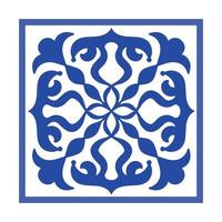 vector Portugees pottenbakkerij tegel met keramisch bloemen ornament. wijnoogst blauw Portugal azulejo, Mexicaans talavera, Italiaans majolica, arabesk motief of Spaans keramisch mozaïek-