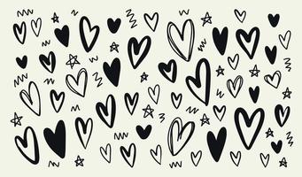 hand- getrokken verschillend vormen tekening harten verzameling. zwart vector geïsoleerd elementen reeks