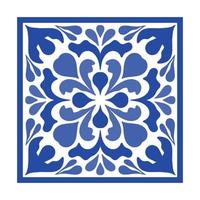 vector Portugees pottenbakkerij tegel met keramisch bloemen ornament. wijnoogst blauw Portugal azulejo, Mexicaans talavera, Italiaans majolica, arabesk motief of Spaans keramisch mozaïek-