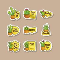 cactus logboek sticker verzameling vector