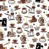 vector patroon van koffie cups en bonen