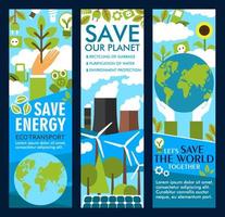 vector opslaan energie of eco planeet levensstijl banners