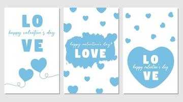 Valentijnsdag dag blauw en wit groet kaart, affiches. ontwerp voor Valentijn en bruiloft. vector