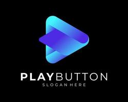 Speel knop media muziek- video audio speler kleurrijk levendig helling reflectie vector logo ontwerp