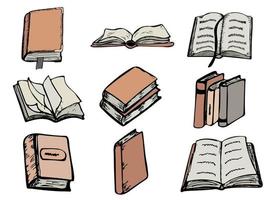 hand- getrokken tekening boeken set. vector illustratie